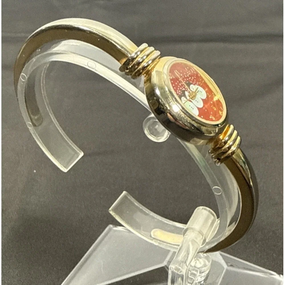 Unbranded Bangle Watch Women OS Red Gold Snowman Holiday Festive Japan Quartz